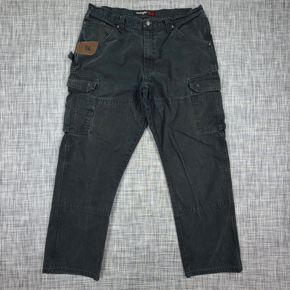 Wrangler Mens Riggs Ranger Cargo Work Pants Black Cotton Ripstop 38x32 3W060BL